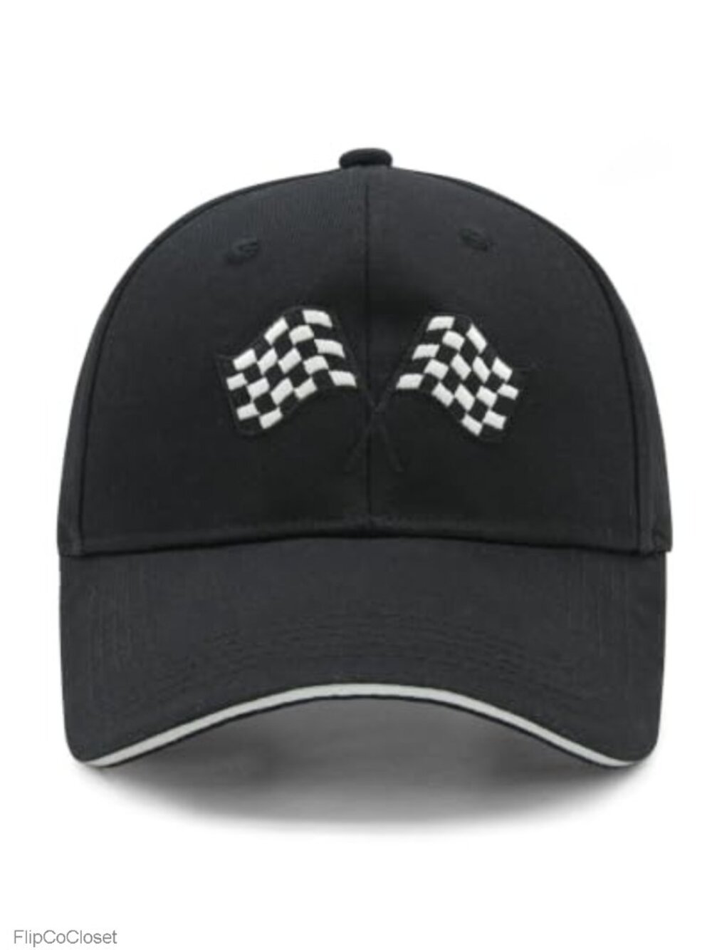 Checkered Flag Baseball Cap Adjustable Buckle Cotton Dad Hat Racing Gear